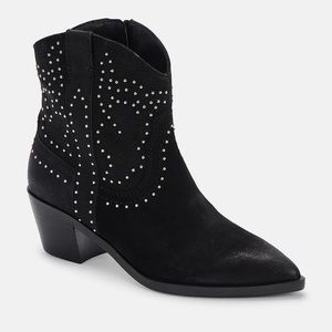 NEW Dolce Vita Solow western cowboy boots black suede studded 5.5